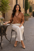 Mocha Premium Satin Oversized Shirt
