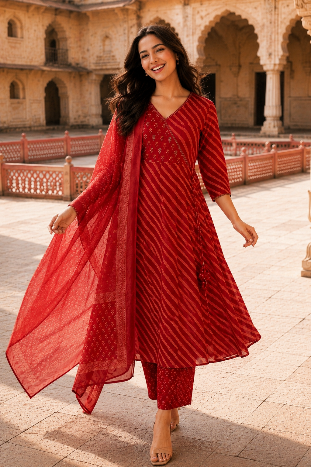 Adaa Leheriya Angrakha Set