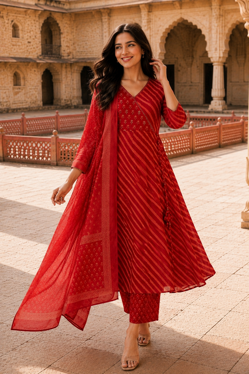Adaa Leheriya Angrakha Set