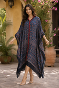 Ajrakh Aangan Modal Silk Kaftan