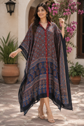 Indigo Jaal Ajrakh Modal Silk Kaftan in Natural Dye