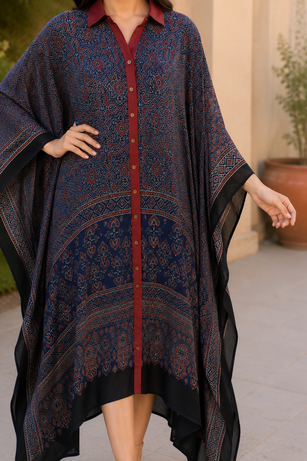 Nilgiri Natural Dye Ajrakh Kaftan