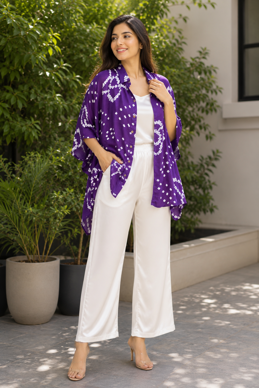 The Purple Bandhani Kaftan Shirt