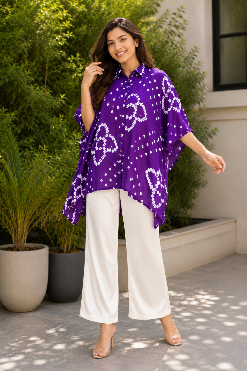 The Purple Bandhani Kaftan Shirt