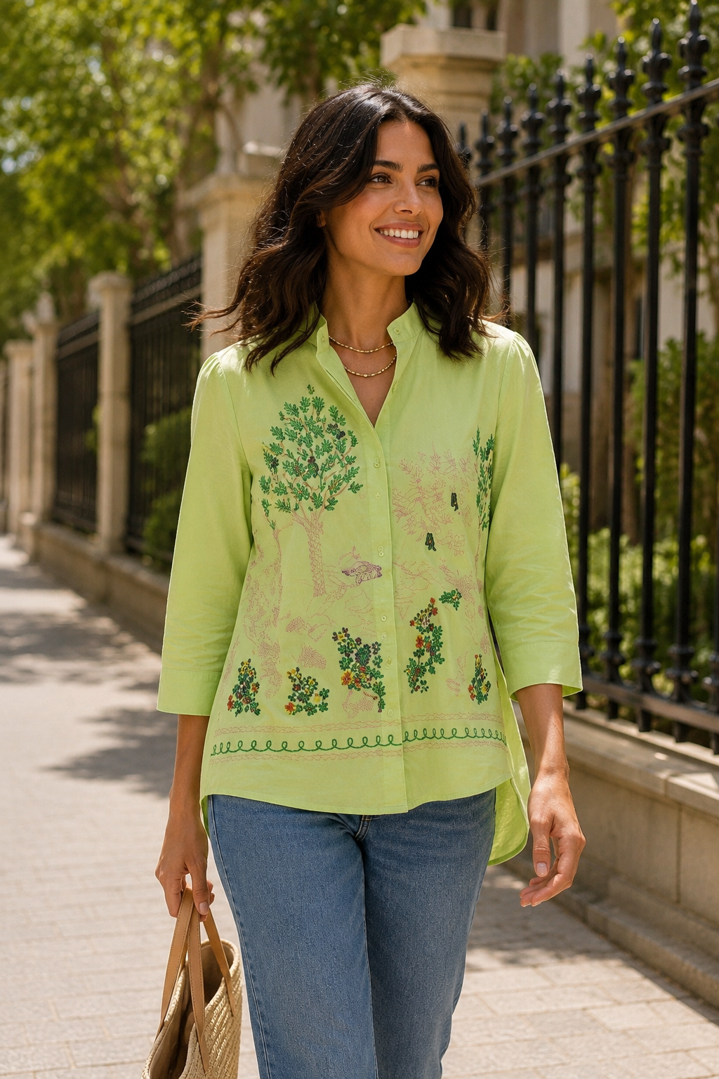 Meadow Muse Embroidered Cotton Poplin Shirt