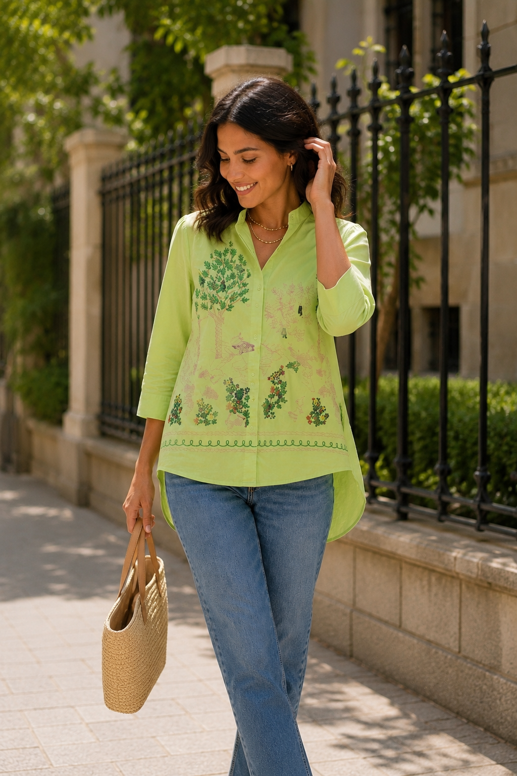 Meadow Muse Embroidered Cotton Poplin Shirt