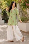 Lime Bloom Side-Tie Kurta & Farshi Salwar Set