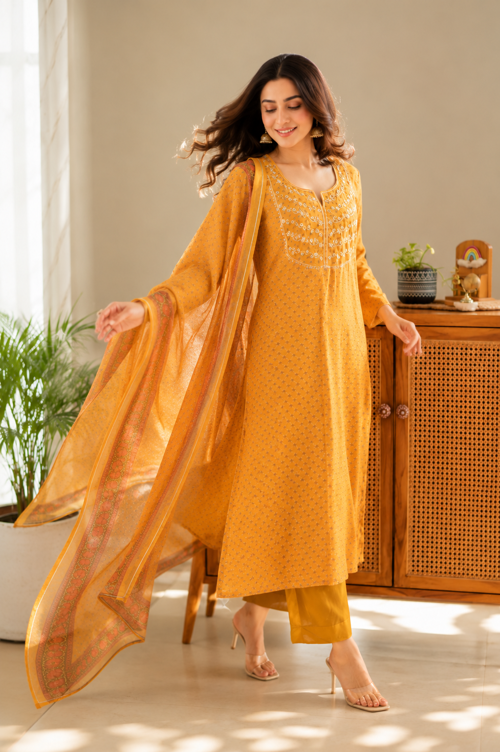 Kesariya Gul Chanderi Suit Set
