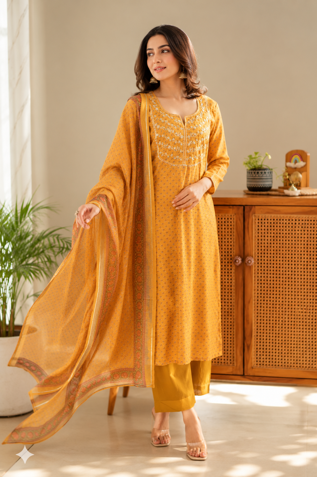 Kesariya Gul Chanderi Suit Set