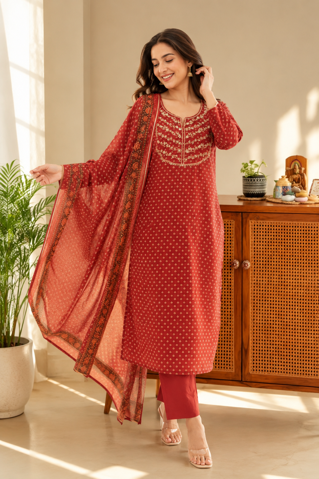 Gulnaar Chanderi Zari Suit Set