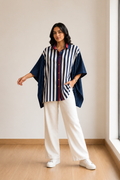 Indigo & Ivory Striped Kaftan Shirt