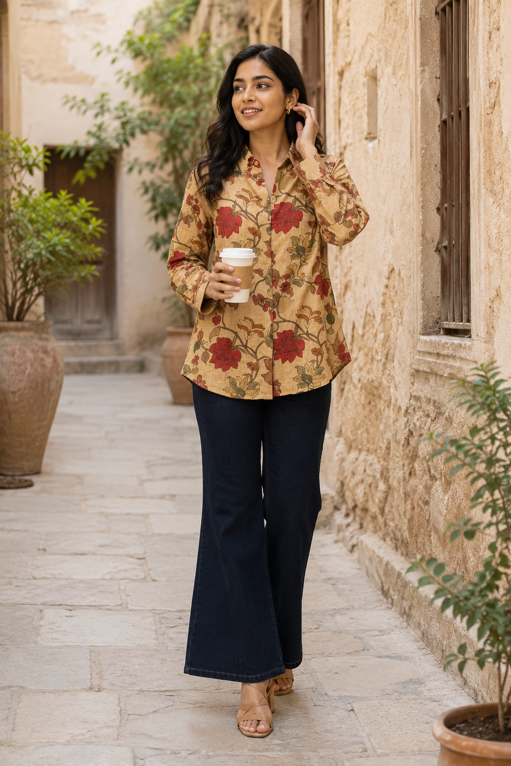 Earthy Dahlia Mul Silk Shirt
