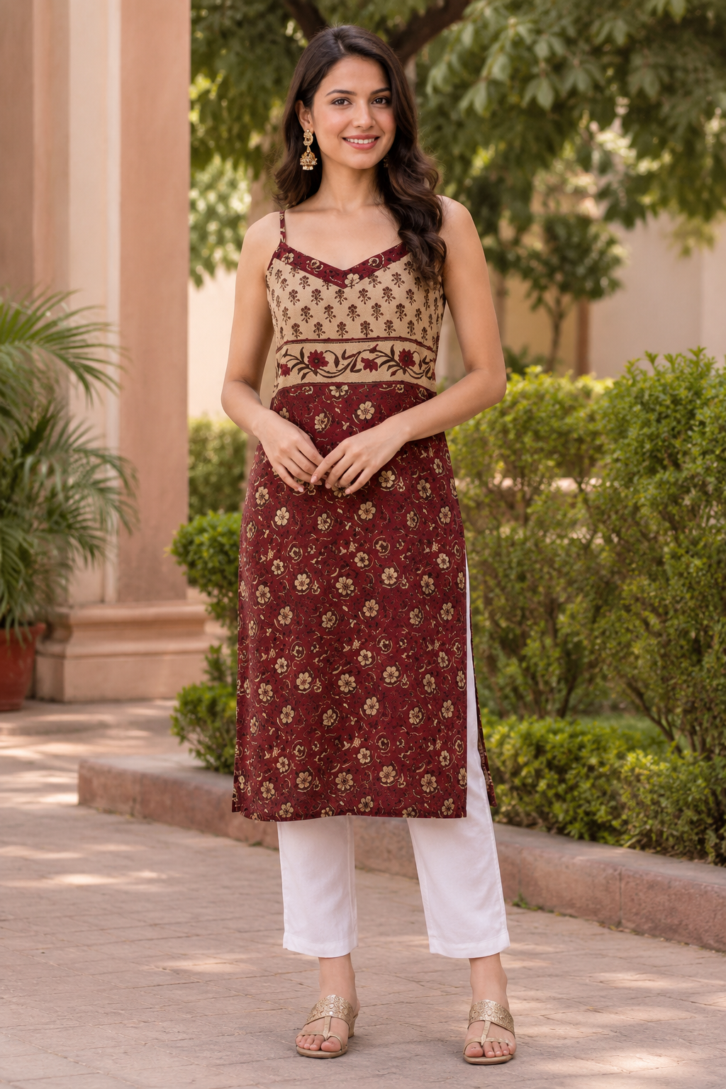 Vintage Rose Kota Doria Spaghetti Kurti