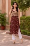 Vintage Rose Kota Doria Spaghetti Kurti