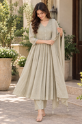 Sage Mul Cotton Anarkali Suit Set
