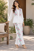 Ivory Bloom Crochet Embroidered Mul Cotton Co-ord Set