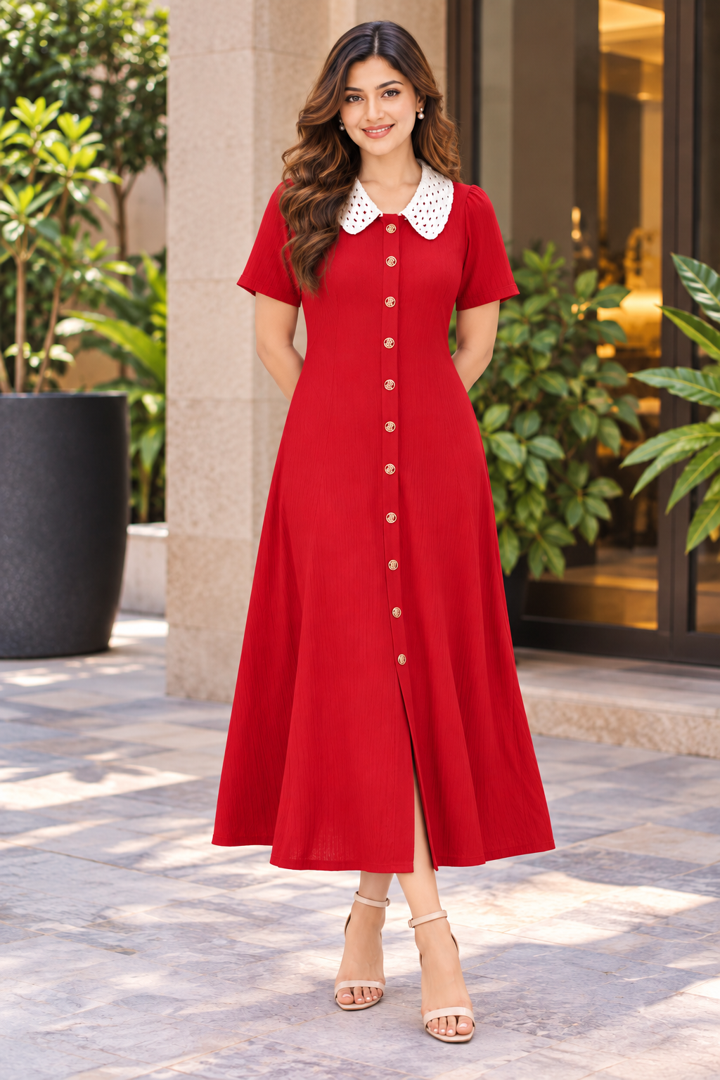 Scarlet Grace Knitted Crochet Collar Dress