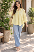 Sunshine Yellow High-Low Cotton Shirt