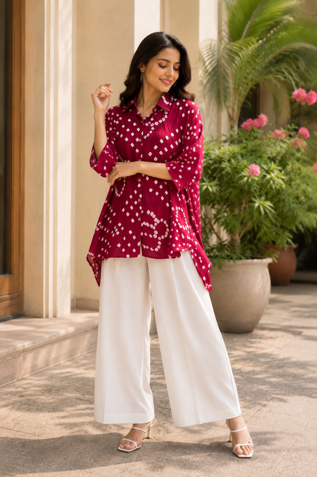The Red Bandhani Kaftan Shirt