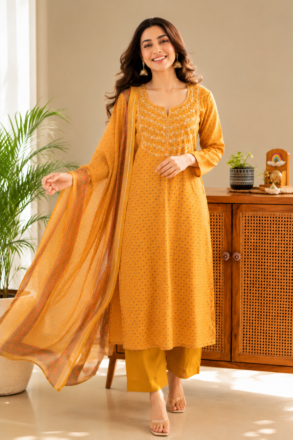 Kesariya Gul Chanderi Suit Set