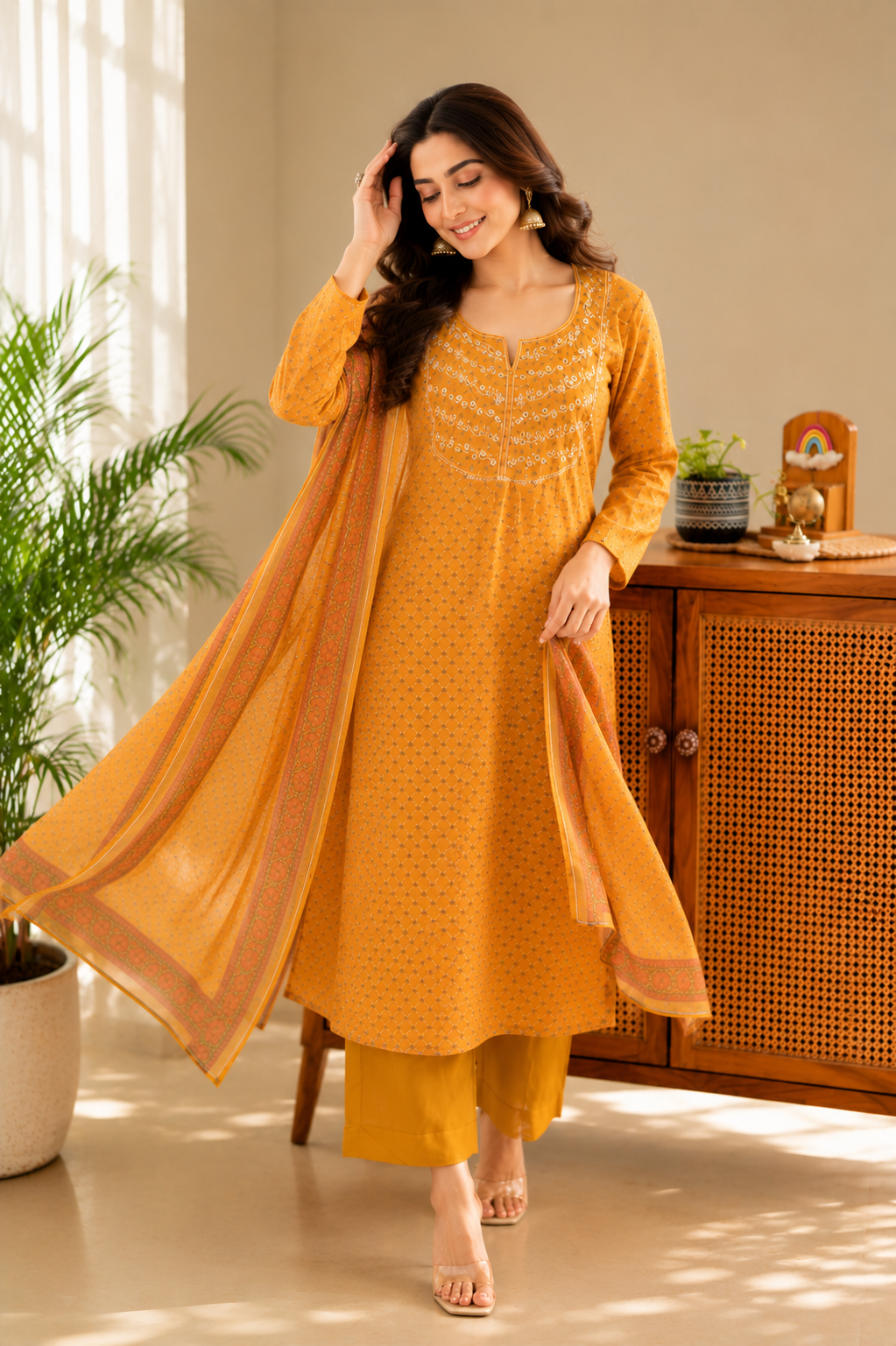 Kesariya Gul Chanderi Suit Set