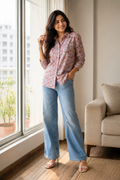 Pastel Floral Mul Silk Button-Down Shirt