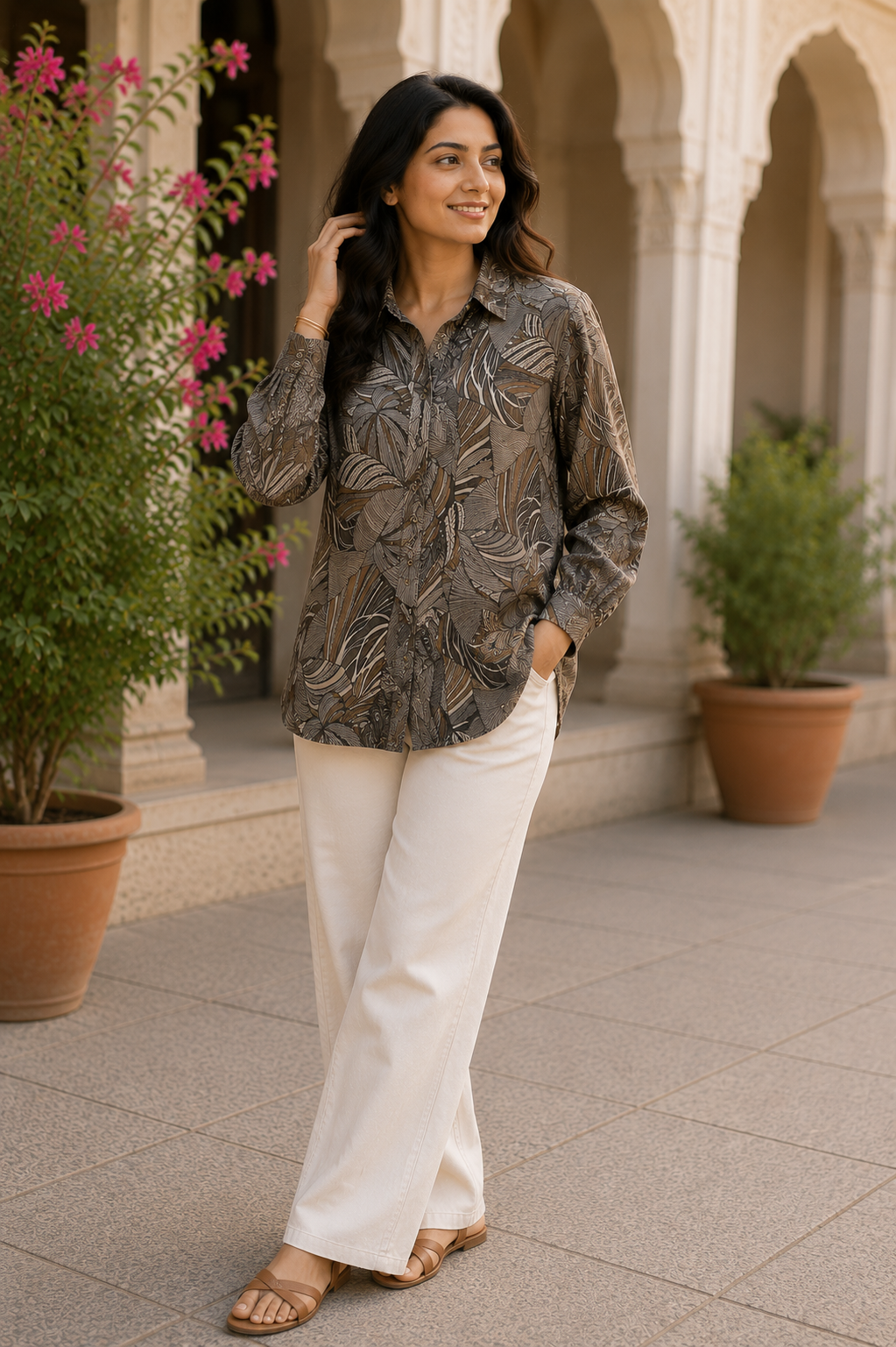 Safari Foliage Mul Silk Shirt