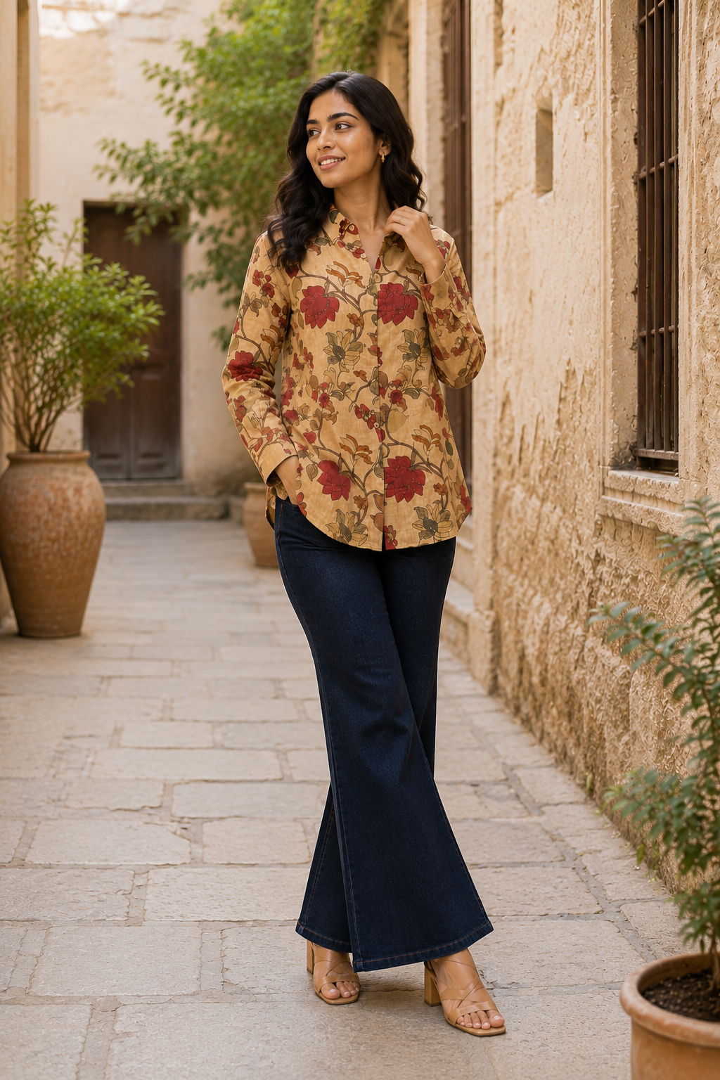 Earthy Dahlia Mul Silk Shirt