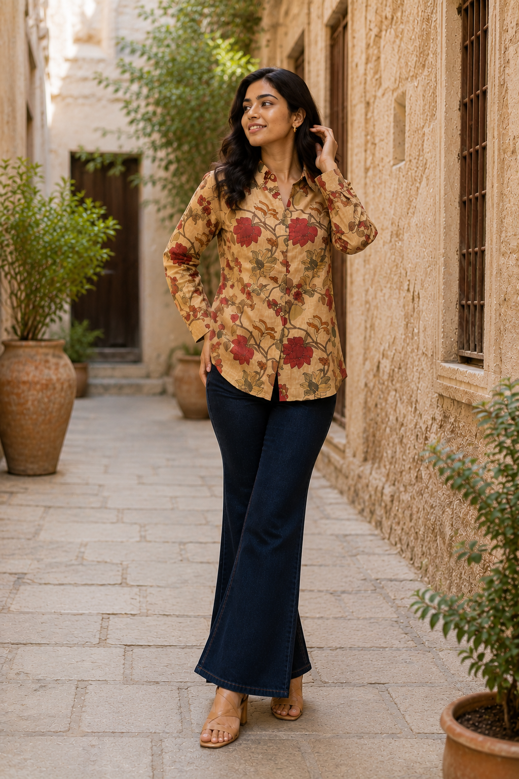 Earthy Dahlia Mul Silk Shirt