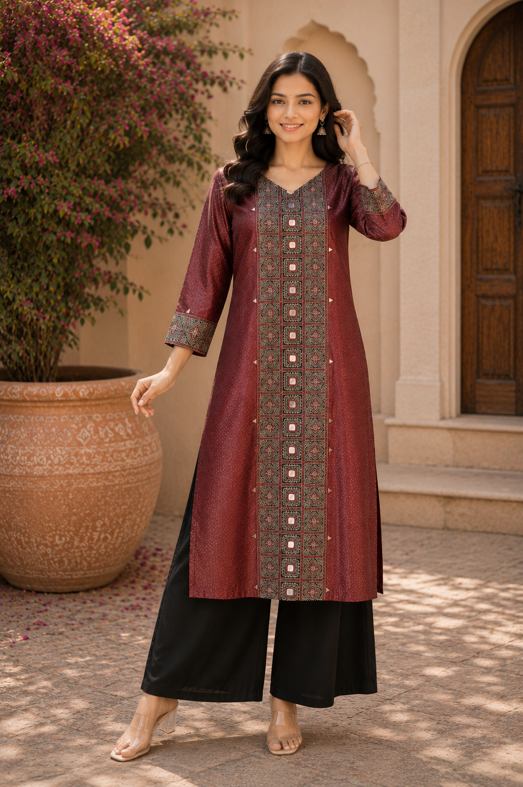 Mehfil Ajrakh Silk Kurta