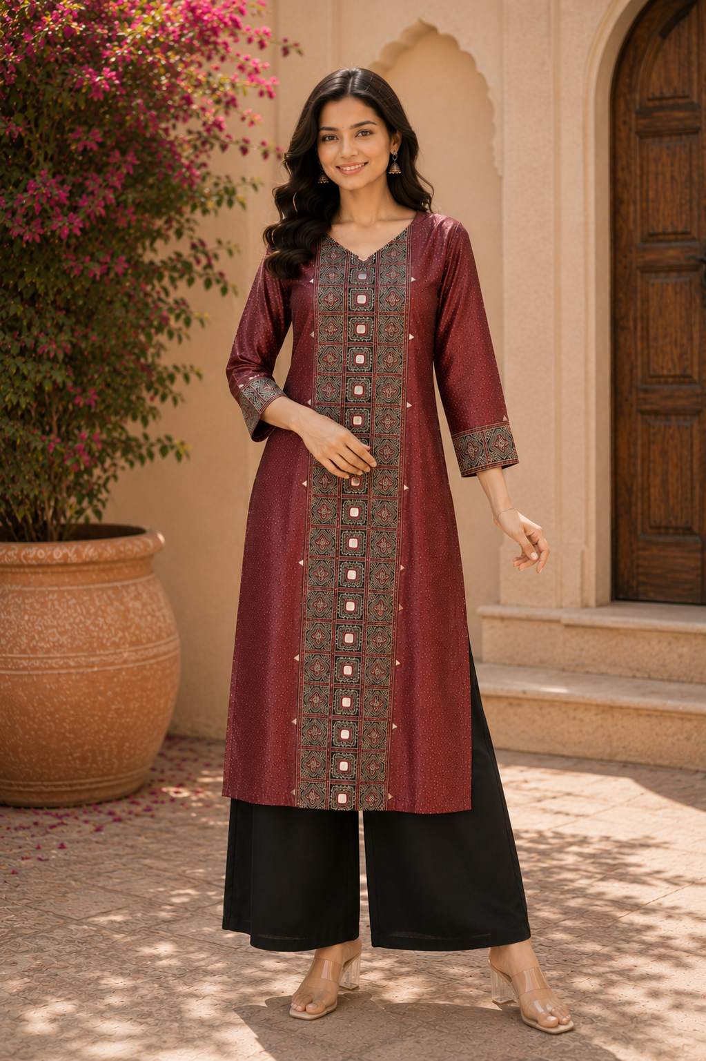Mehfil Ajrakh Silk Kurta