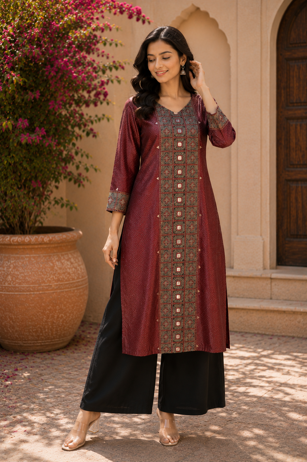 Mehfil Ajrakh Silk Kurta