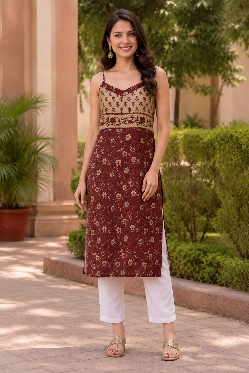 Vintage Rose Kota Doria Spaghetti Kurti