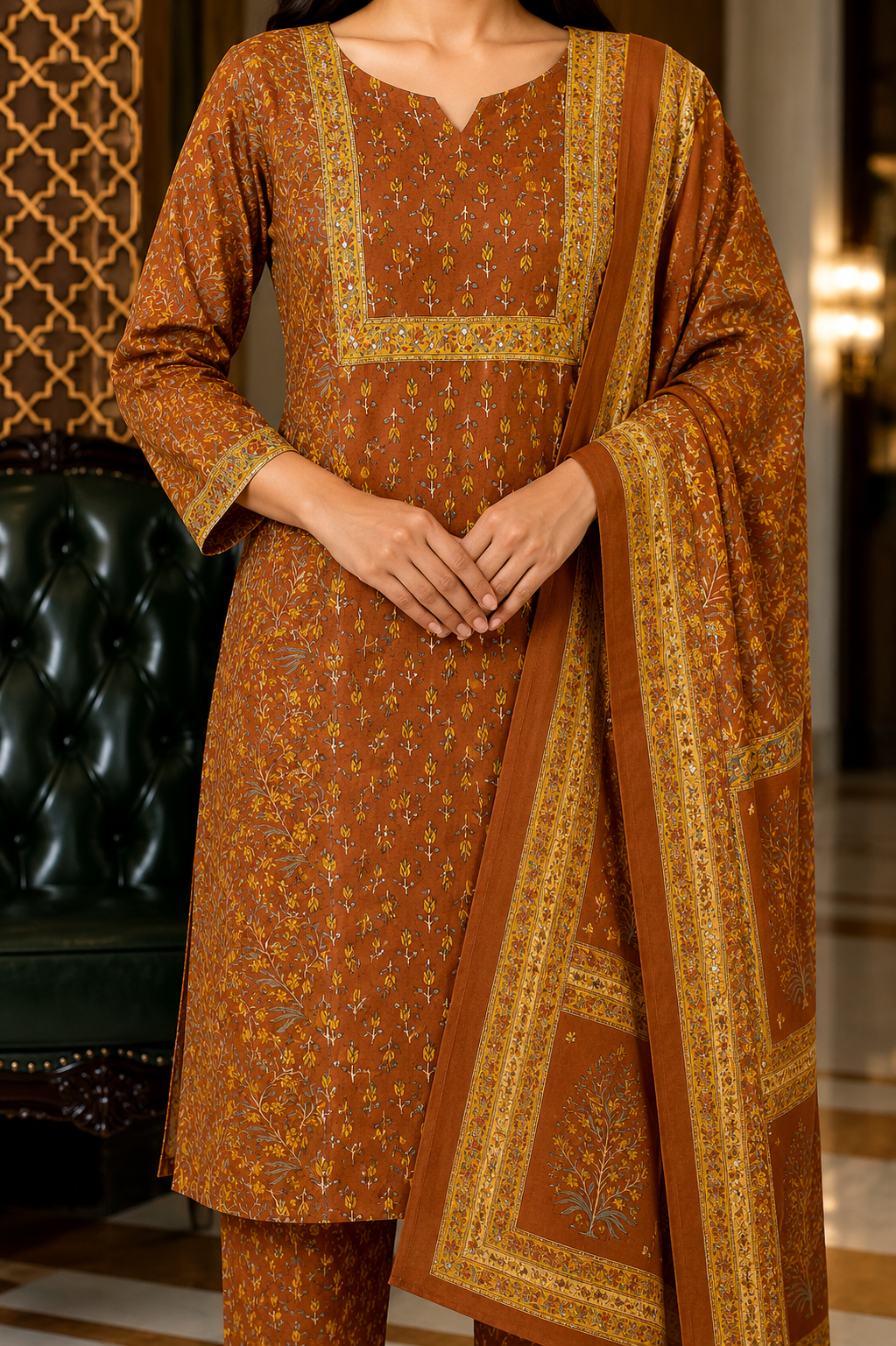 Rust Heritage Cotton Suit Set