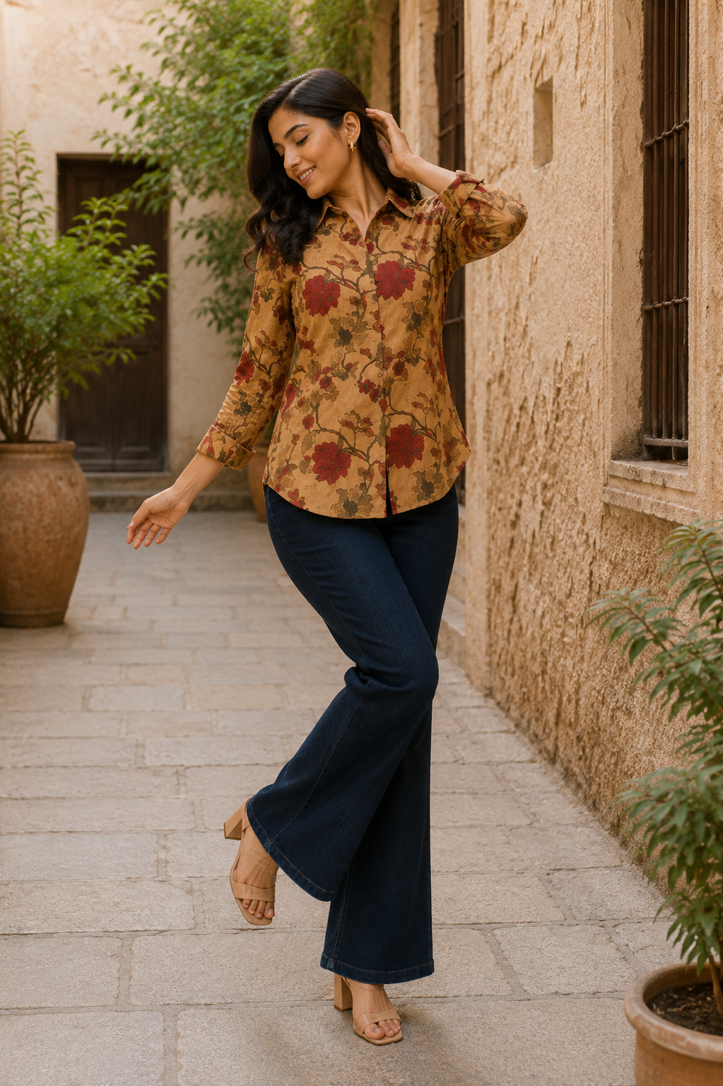 Earthy Dahlia Mul Silk Shirt