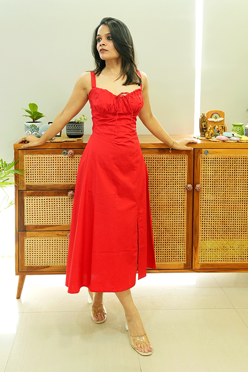 Scarlet Affair Cotton Midi Dress