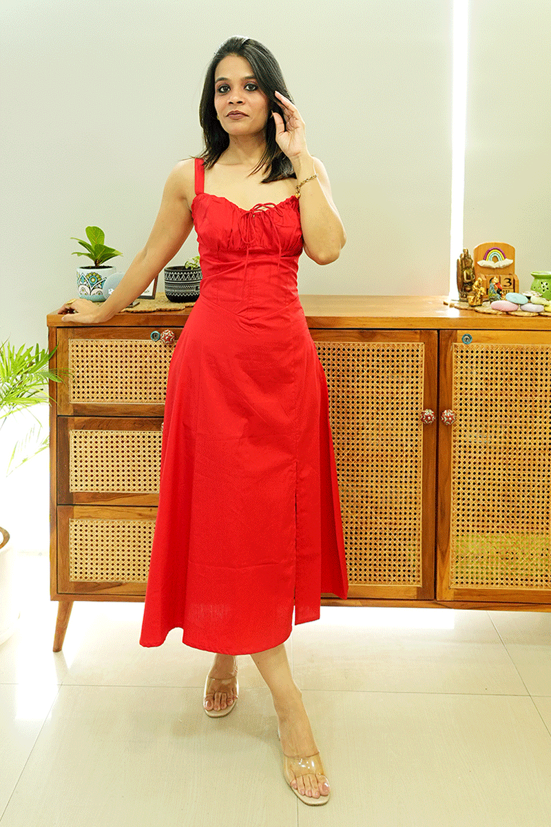 Scarlet Affair Cotton Midi Dress