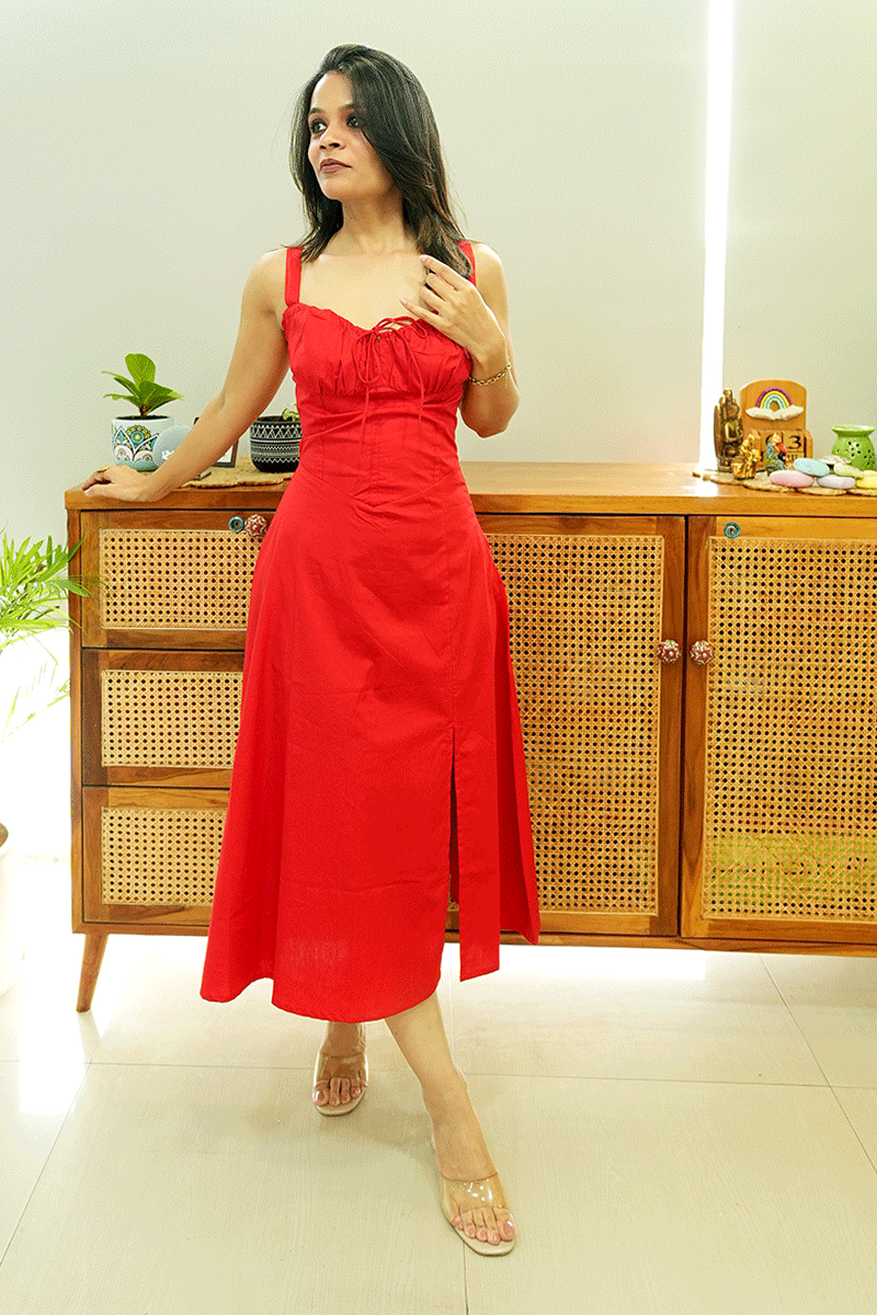 Scarlet Affair Cotton Midi Dress