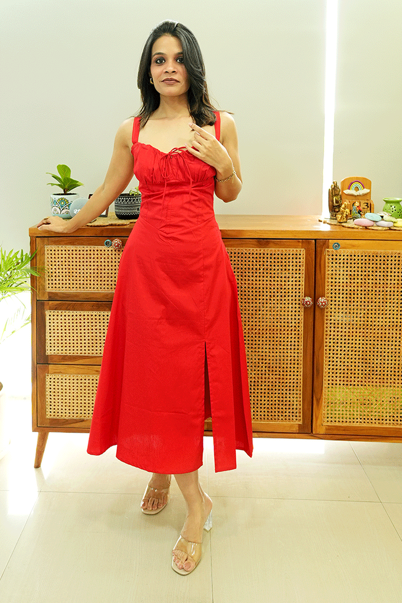 Scarlet Affair Cotton Midi Dress