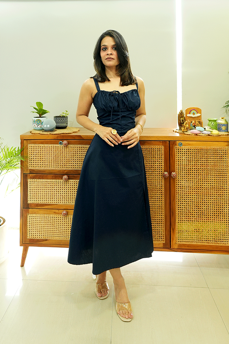 Midnight Muse Cotton Midi Dress