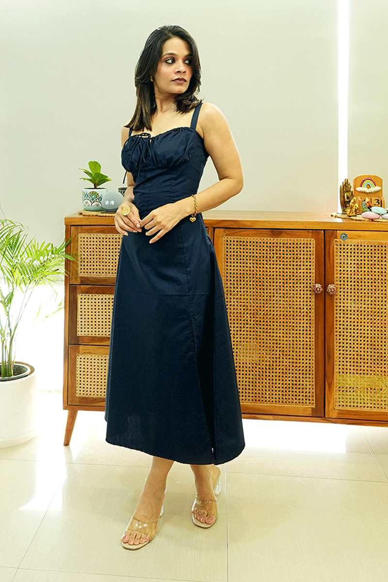 Midnight Muse Cotton Midi Dress