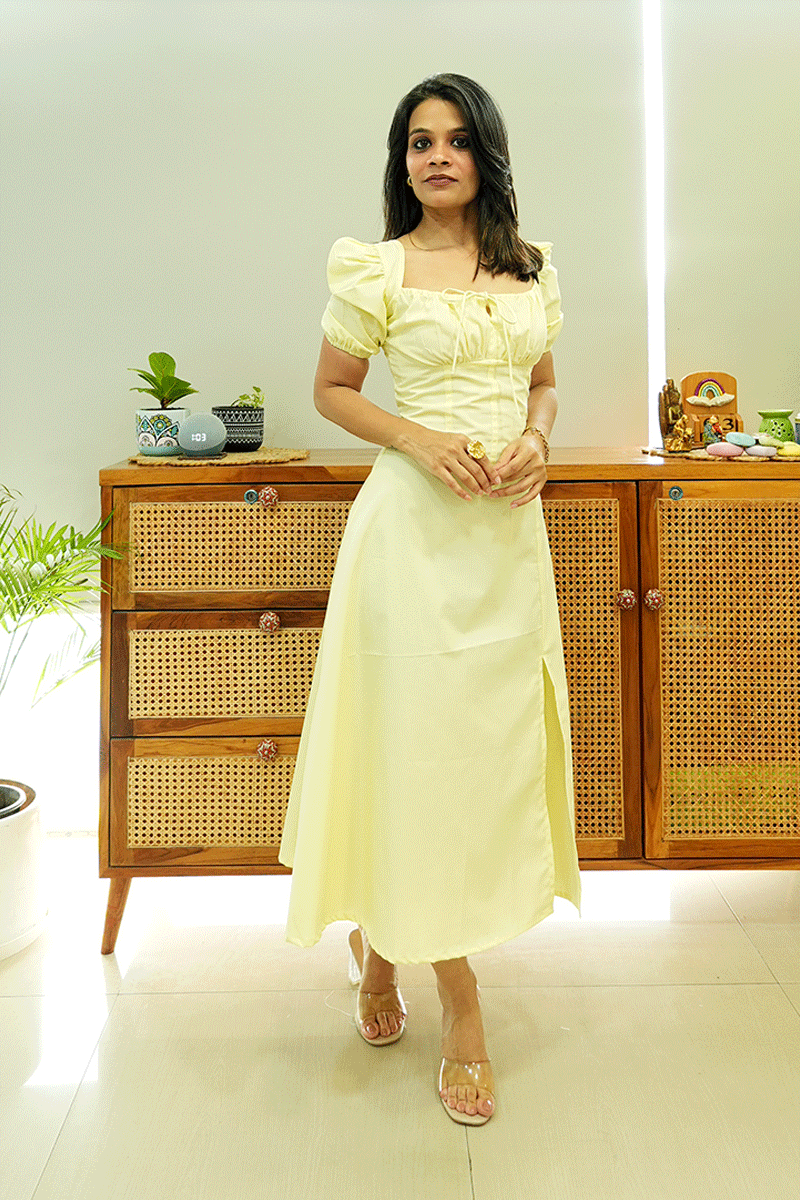 Sunlit Bloom Cotton Midi Dress