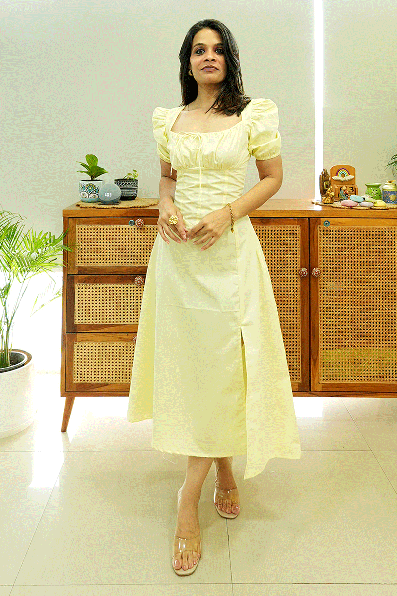 Sunlit Bloom Cotton Midi Dress