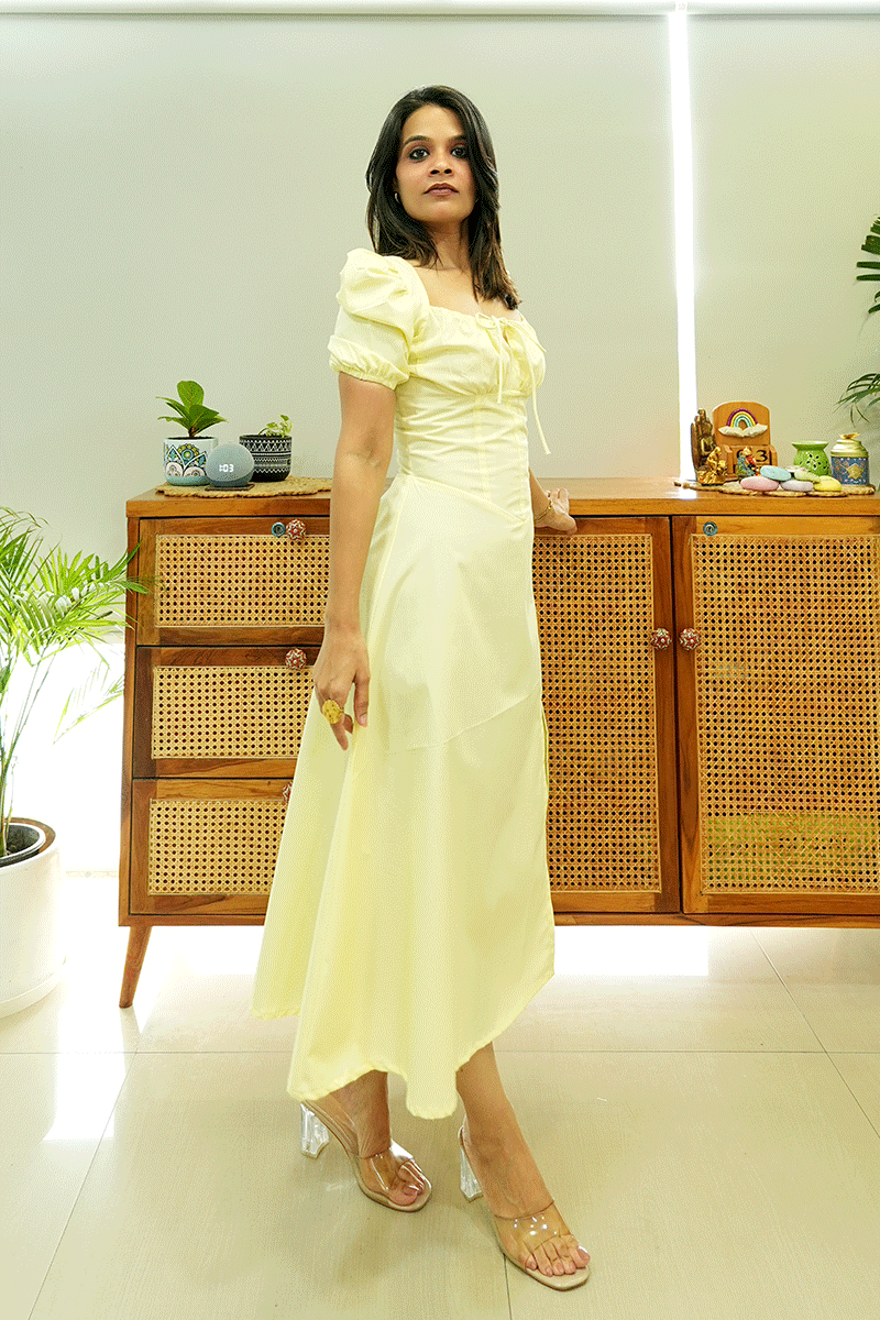 Sunlit Bloom Cotton Midi Dress