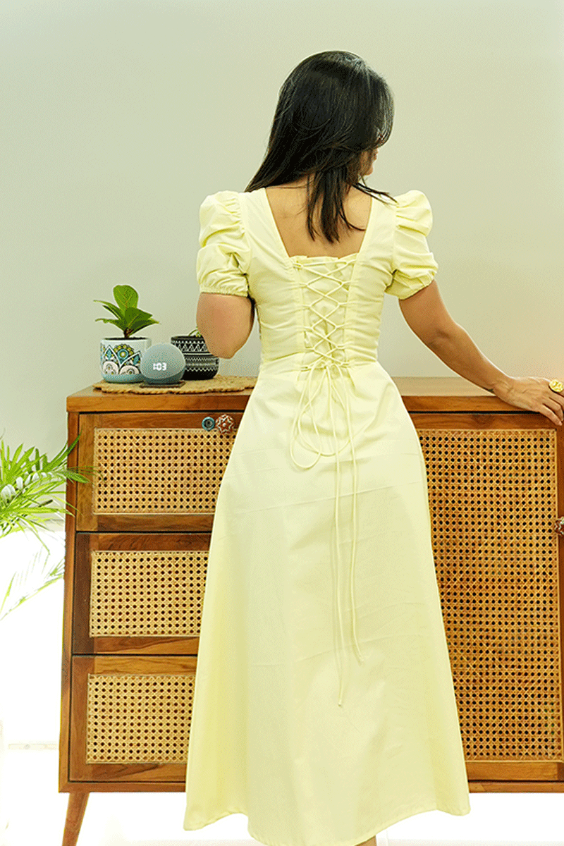 Sunlit Bloom Cotton Midi Dress