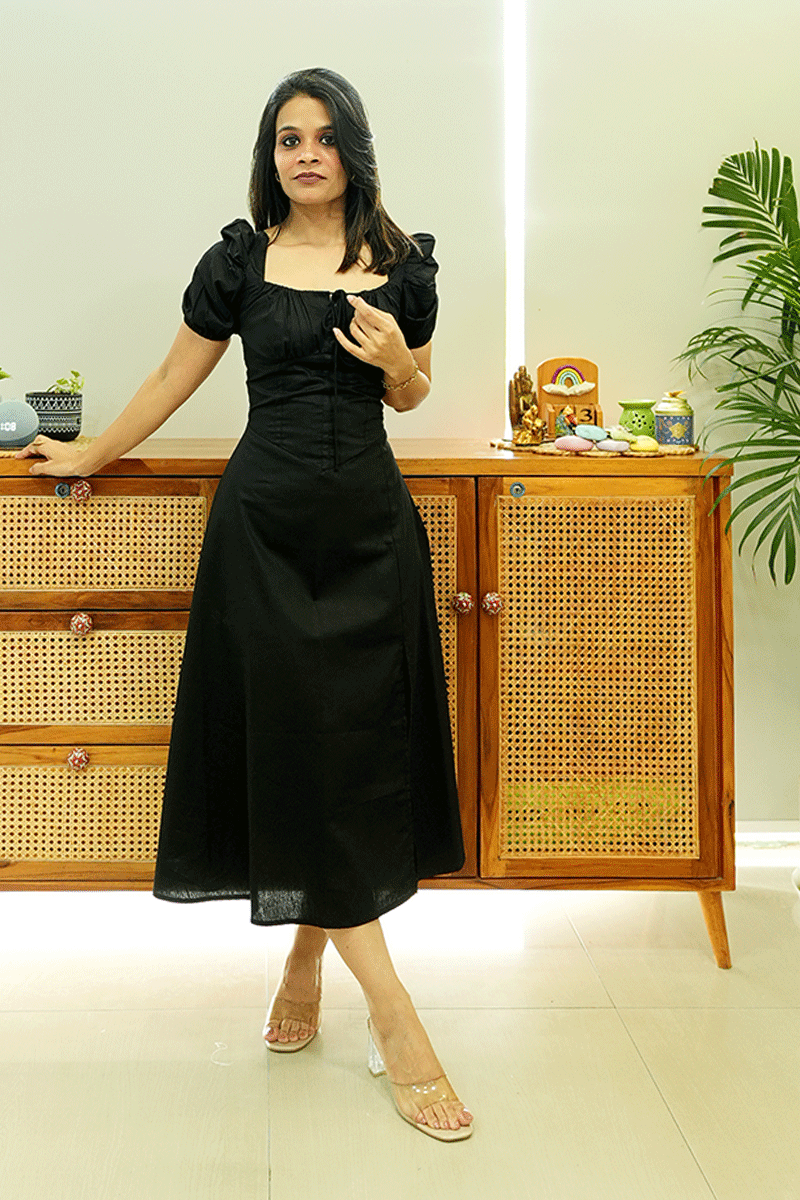 Noir Muse Midi Dress