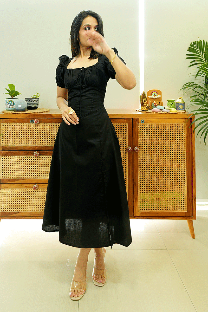 Noir Muse Midi Dress