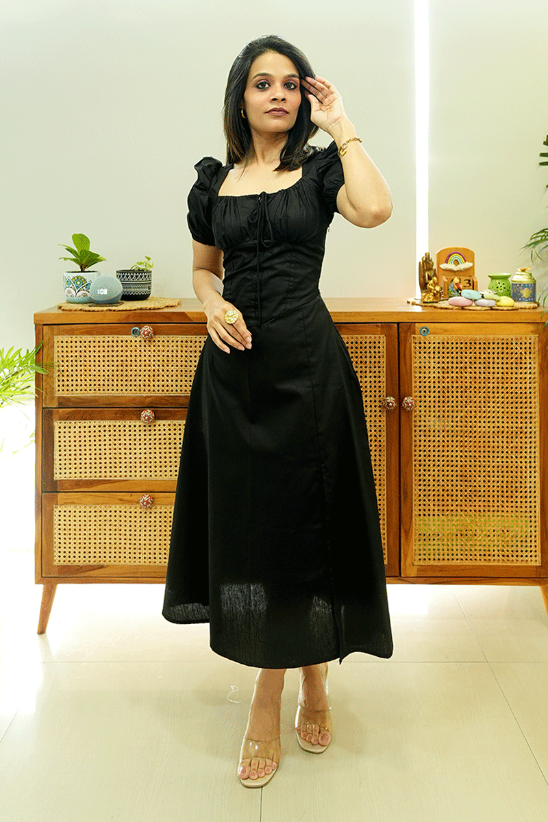 Noir Muse Midi Dress
