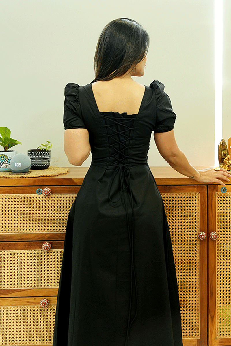 Noir Muse Midi Dress