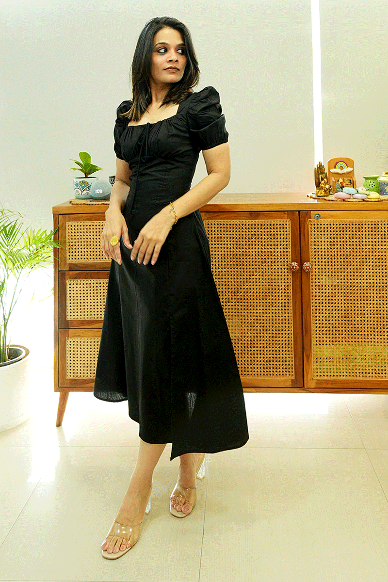 Noir Muse Midi Dress